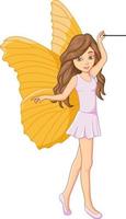 Cartoon little fairy with magic stick vector