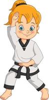 Cartoon girl doing practicing karate vector