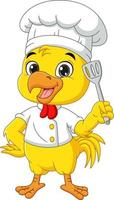 Cartoon chef chicken holding a spatula vector