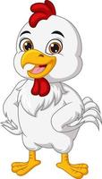 Cartoon happy chicken on white background vector