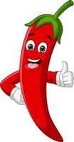 Cartoon chili pepper giving thumbs up vector
