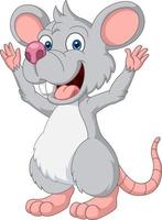 Cute rat cartoon raising hands vector