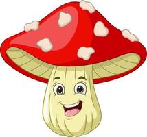 Cute smiling mushroom cartoon character vector
