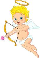 Cartoon cute little cupid with bow and arrow vector