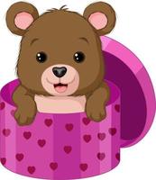 Cute baby bear inside a gift box vector