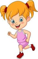 Cartoon cute little girl running vector