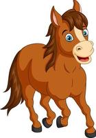 Cartoon funny horse running on white background vector