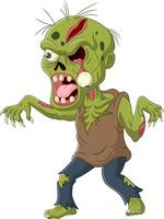 Cartoon scary zombie isolated on white background vector