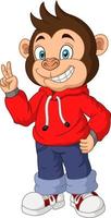 Cartoon funny monkey wear a jacket vector