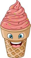 Cute smiling Ice cream cone cartoon character vector