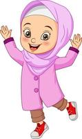 Happy muslim girl cartoon on white background vector