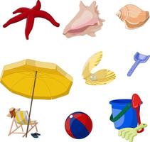 conjunto de iconos de playa de elemento de vacaciones de verano vector