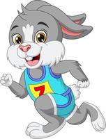 Happy cute little runner rabbit cartoon vector