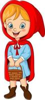 Cartoon little red riding hood holding a basket vector