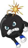 Cartoon angry bomb with burned wick vector