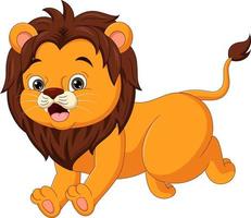 Cute baby lion cartoon jumping vector