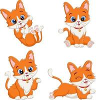 Set of cute kittens cartoon in different poses vector