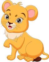 Cute baby lioness cartoon on white background vector