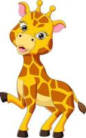 Cute little giraffe cartoon posing vector
