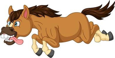 Cartoon funny brown donkey running vector