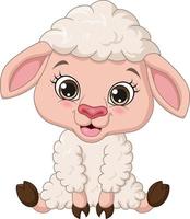 Cute baby lamb cartoon sitting vector