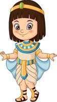 Cartoon little girl wearing egyptian cleopatra costume vector