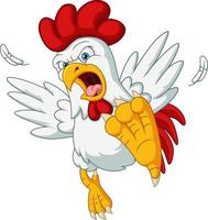 Cartoon frightened chicken on white background vector