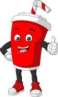 Cartoon soda cup mascot giving thumb up vector