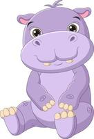 Cute baby hippo cartoon sitting vector