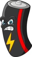 Cute angry battery cartoon character
