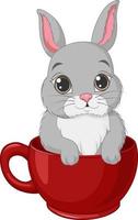 Cute little bunny in a red cup vector