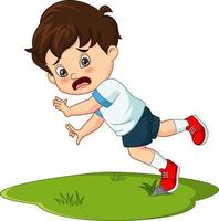 Cute little boy falling down in the grass vector