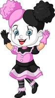 Cartoon cute little girl wearing clown costume vector