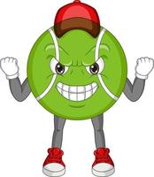 Cartoon angry tennis ball character vector