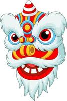 Chinese lion head dance on white background vector