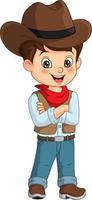 Cartoon of cute a cowboy boy vector