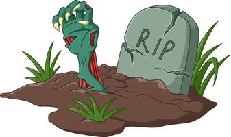 Halloween zombie hand coming out from grave vector