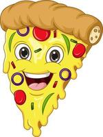 personaje de mascota de pizza sonriente de dibujos animados