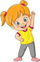 Cartoon cute little girl exercising vector