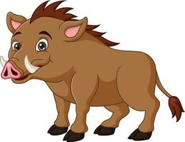 Wild boar cartoon on white background vector