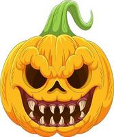 Cartoon Halloween pumpkin with scary faces vector
