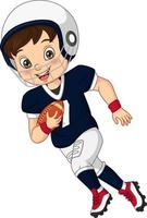 niño pequeño de dibujos animados jugando al rugby vector