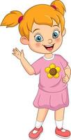 Cartoon cute little girl waving hand vector