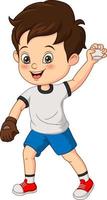 Cartoon little boy throwing a ball vector