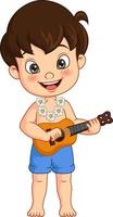 Hawaiian little boy playing ukulele