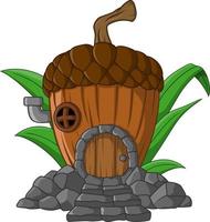 Cartoon fairytale house in the form of an acorn vector