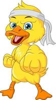 Cartoon cute little duck karate vector