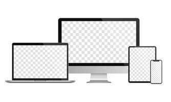 Device screen mockup. Smartphone, tablet, laptop and monitor, with blank screen for you design. Vector EPS10