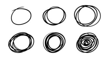 Hand drawn scribble circles, vector logo design elements