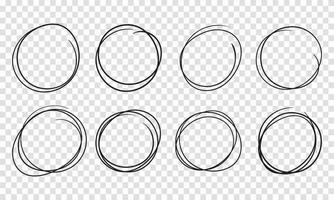 Hand drawn circle line sketch set. Vector circular scribble doodle round circles for message note mark design element